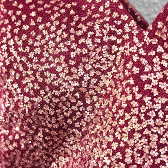 NEW Lulus Women’s Mini Dress Glitter Mesh Red School Dance Cocktail Party Size M - Picture 7 of 10